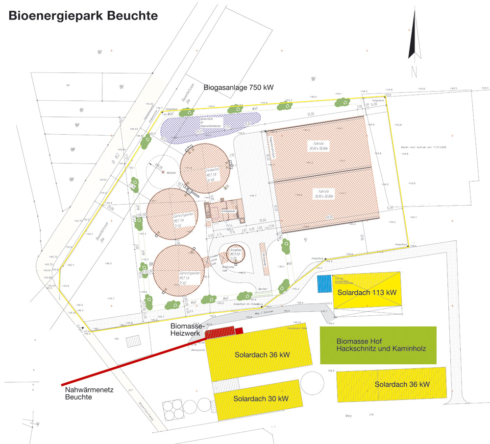 <p>Der Bioenergiepark Beuchte wird weiter ausgebaut. Nach Solar- und Holzenergie wird bald auch Biogas genutzt. Seit dem 14.09.2009 wird gebaut. Windenergie wird 2010 dazu kommen.</p>